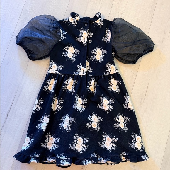 Janie and Jack Floral Puff Sleeve Kids Dress - Picture 5 of 9